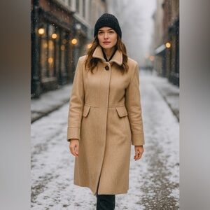Long Brown Wool Blend Coat